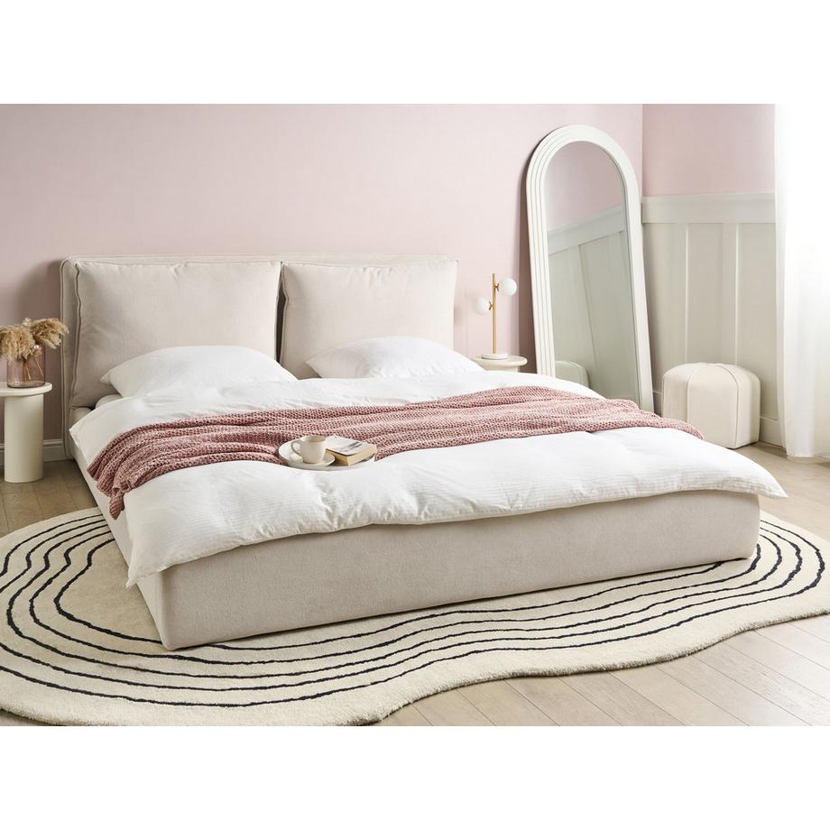 Beliani Lit à eau en Tissu Scandinave BAJONNA  