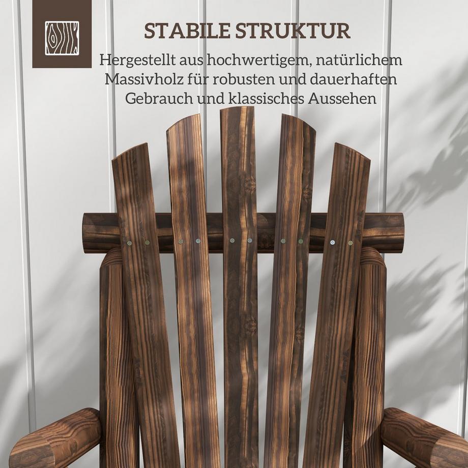 Northio Adirondack Gartenstuhl Gartensessel Holzstuhl Hochlehner Mit Armlehne Tannenholz Braun 83 X 68 X 101 Cm  