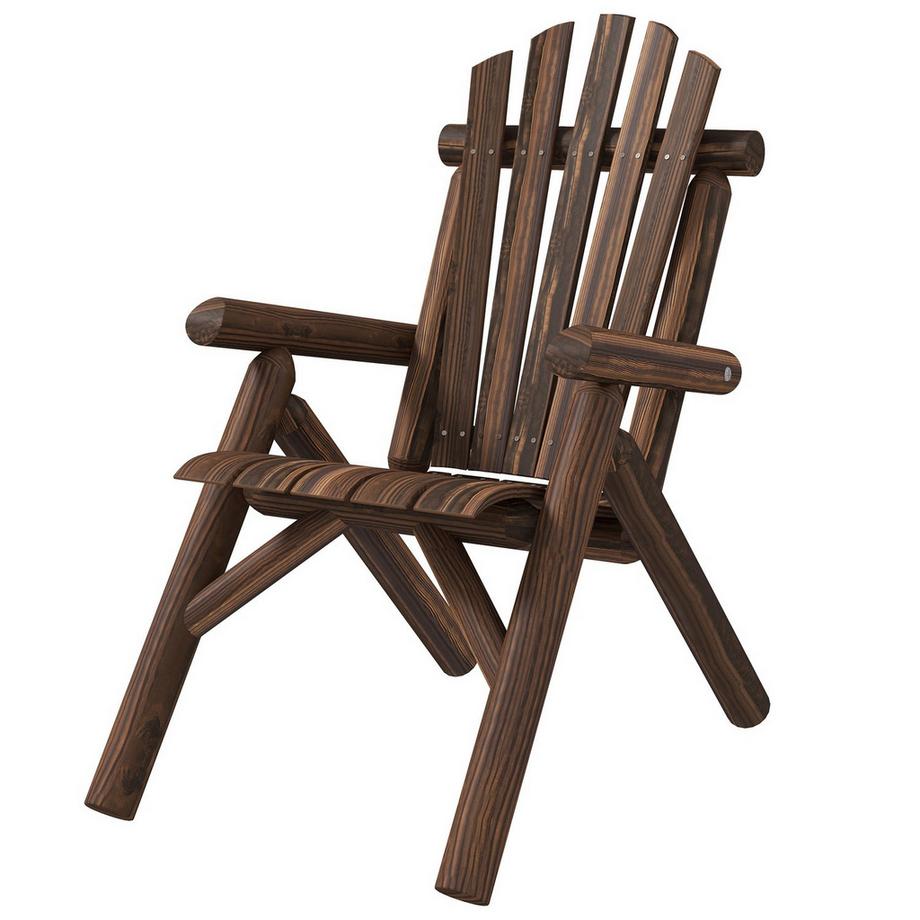 Adirondack Gartenstuhl Gartensessel Holzstuhl Hochlehner Mit Armlehne Tannenholz Braun 83 X 68 X 101 Cm