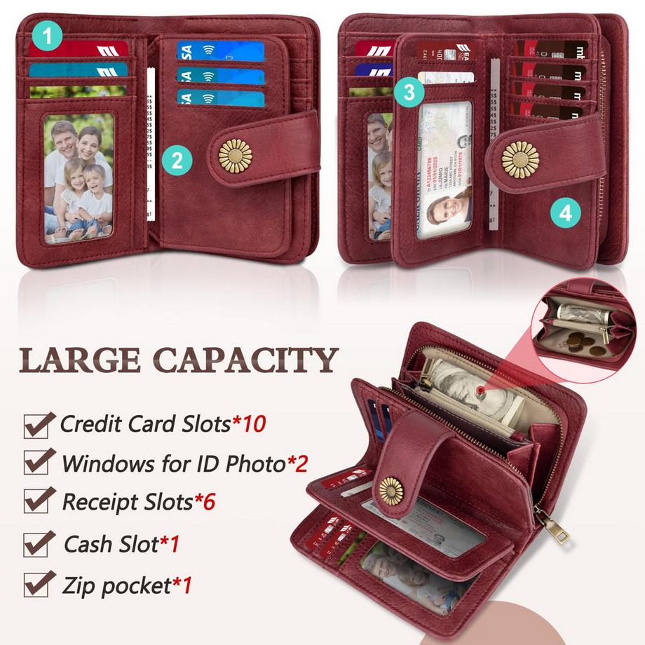 Only-bags.store Portafoglio Grande Capacità Pelle PU Vintage  