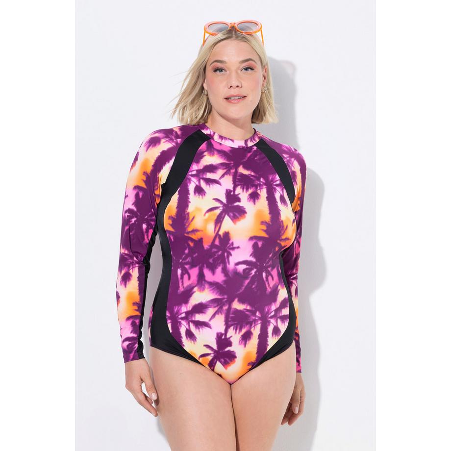 Ulla Popken Costume da bagno maniche lunghe con cerniera riciclato  