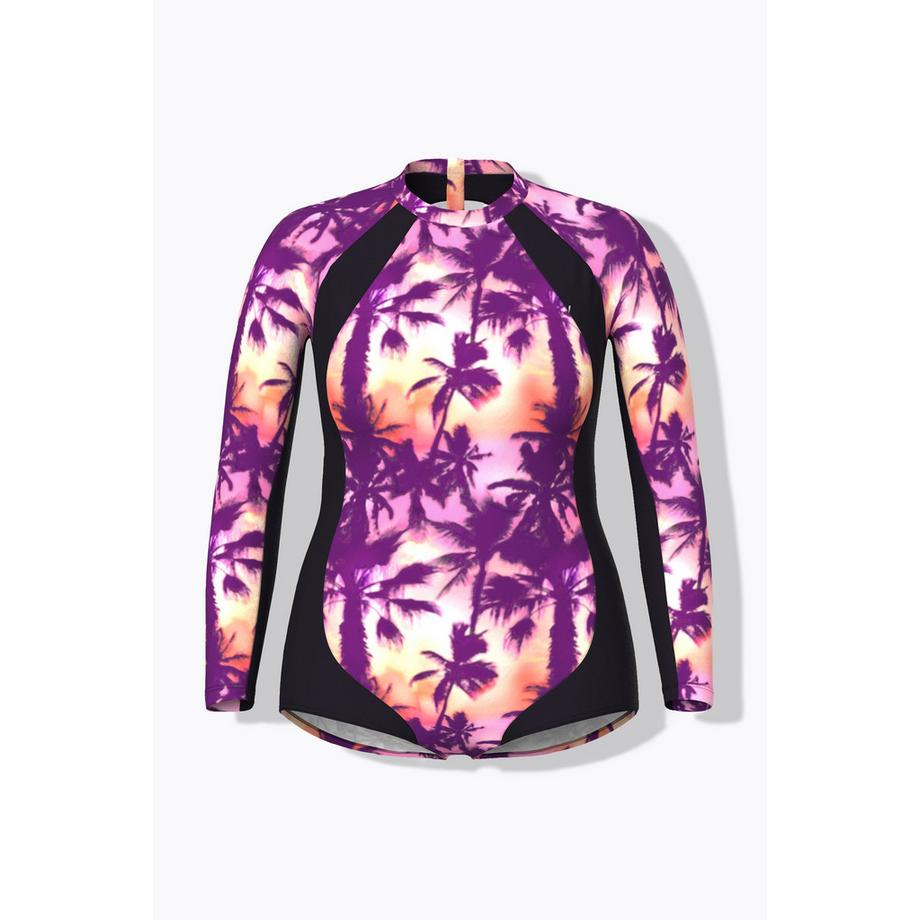 Ulla Popken Costume da bagno maniche lunghe con cerniera riciclato  