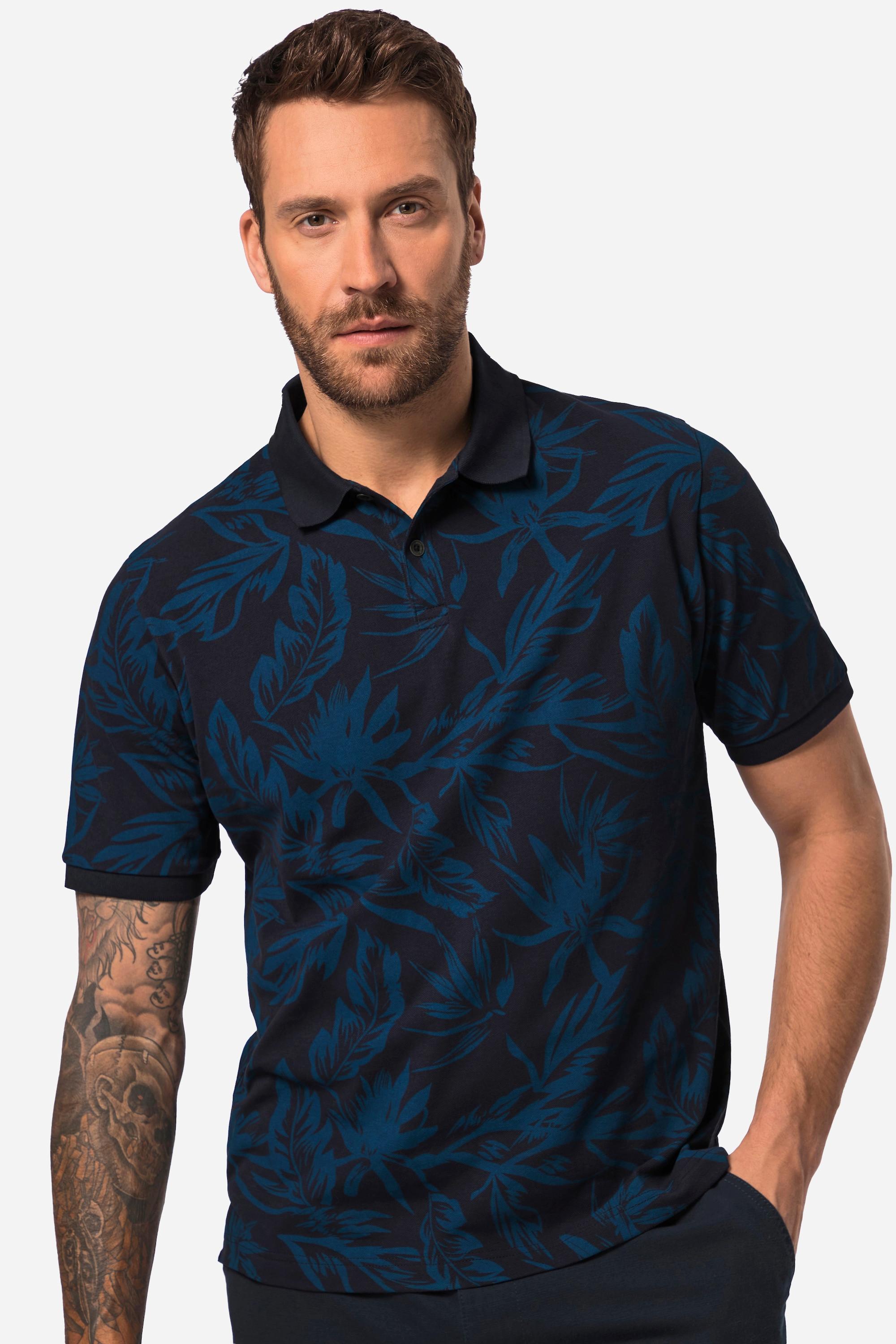 JP1880  Polo-Shirt, Halbarm, Piqué, floraler Print 