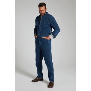 JP1880  Tuta di denim con taschini sul petto e maniche lunghe 