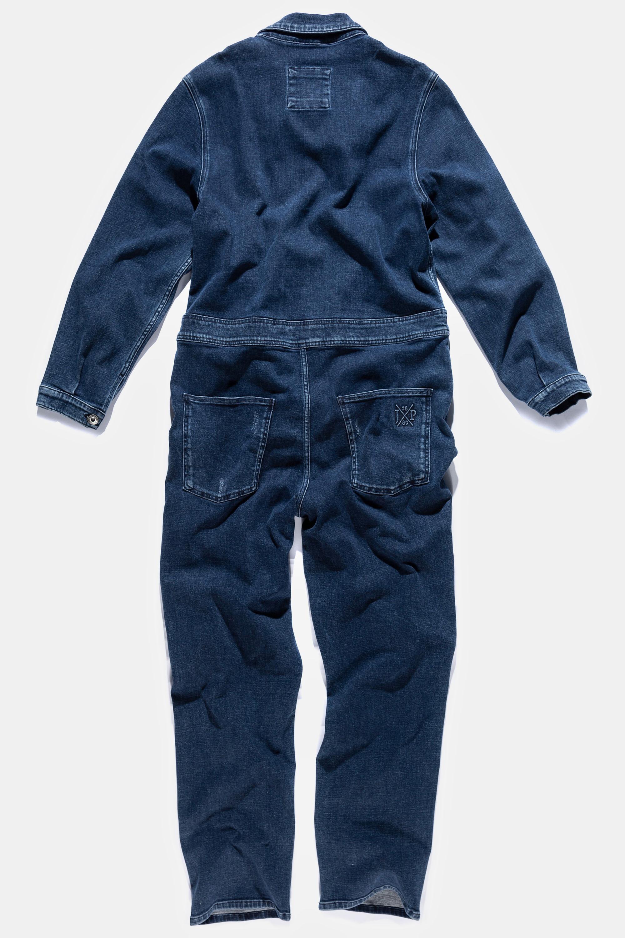 JP1880  Tuta di denim con taschini sul petto e maniche lunghe 