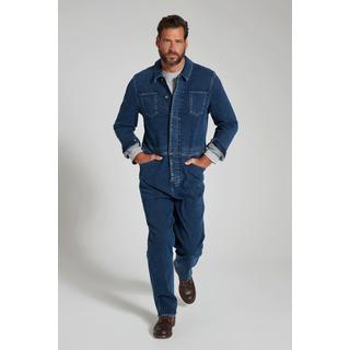 JP1880  Tuta di denim con taschini sul petto e maniche lunghe 