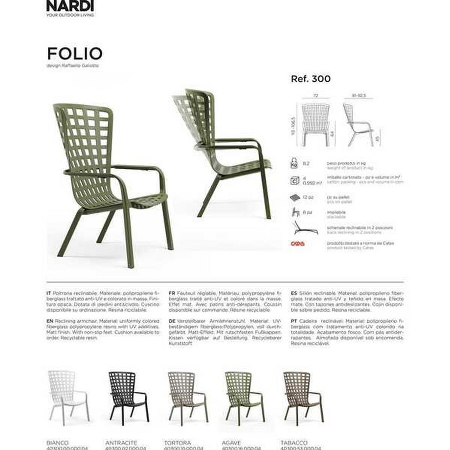 NARDI outdoor Fauteuil de jardin Folio réglable marron foncé  