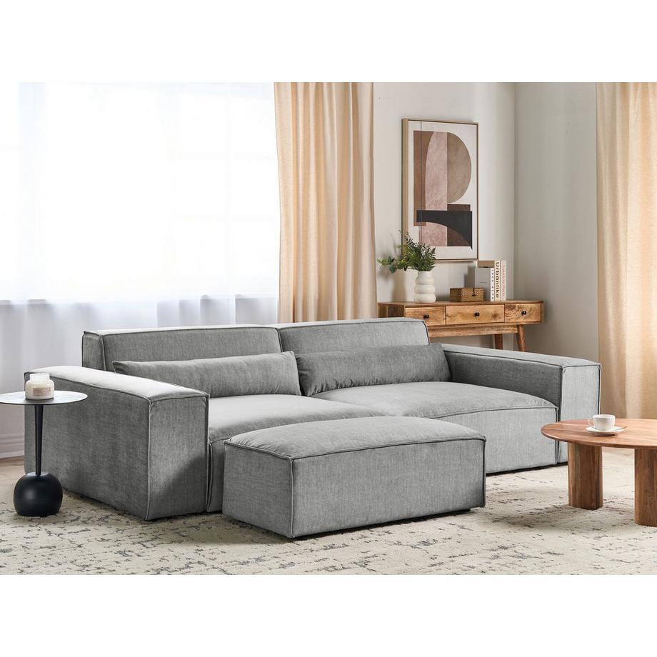 Beliani Sofa mit Ottomane aus Stoff Modern HELLNAR  