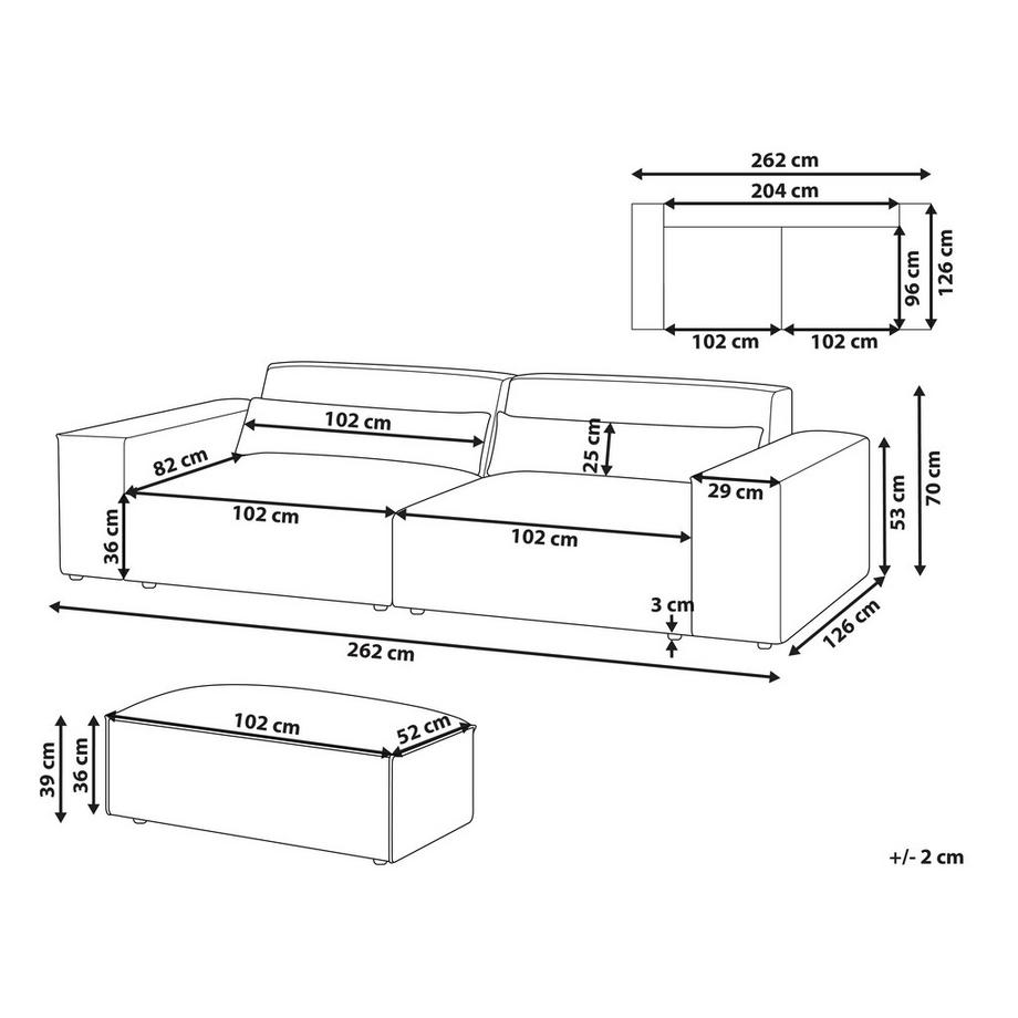 Beliani Sofa mit Ottomane aus Stoff Modern HELLNAR  