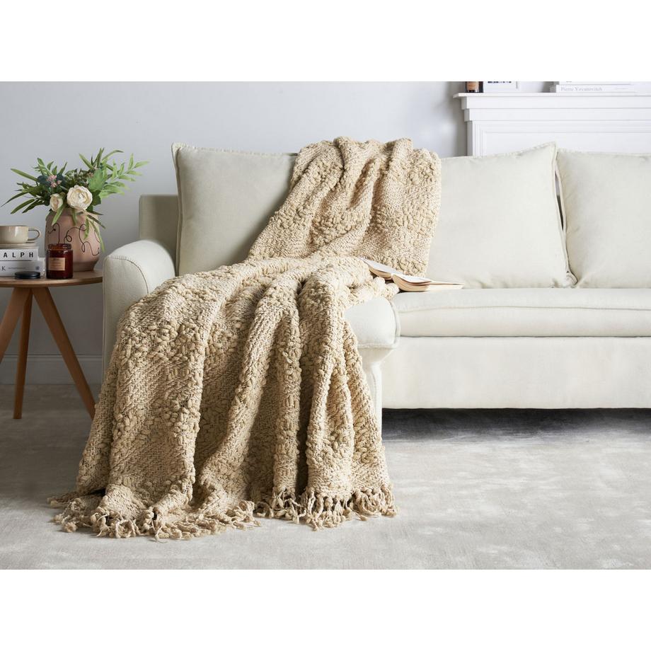 Beliani Vella Boho Baumwoll Kuscheldecke  