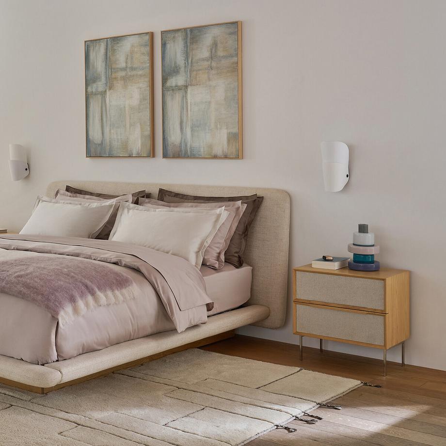 AM.PM Chevet 2 tiroirs plaqué chêne tissu texturé  