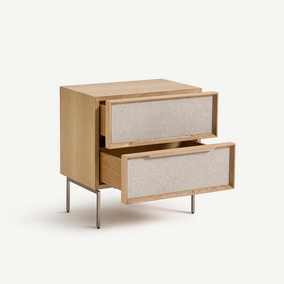 AM.PM Chevet 2 tiroirs plaqué chêne tissu texturé  