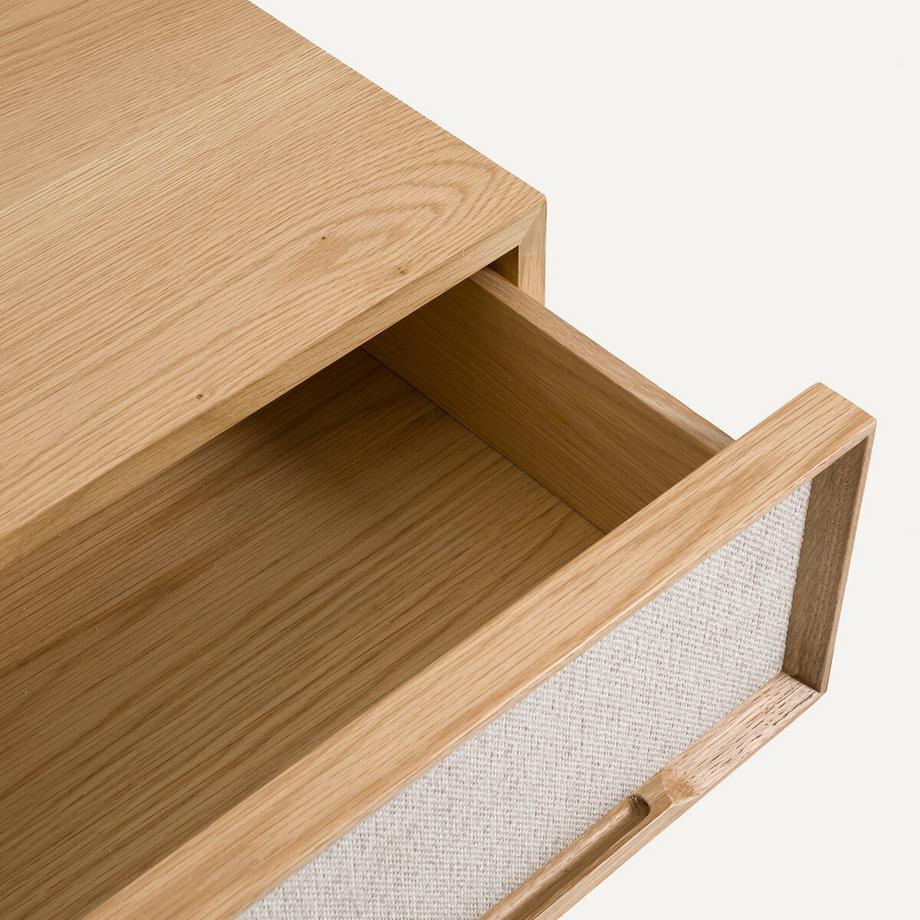 AM.PM Chevet 2 tiroirs plaqué chêne tissu texturé  