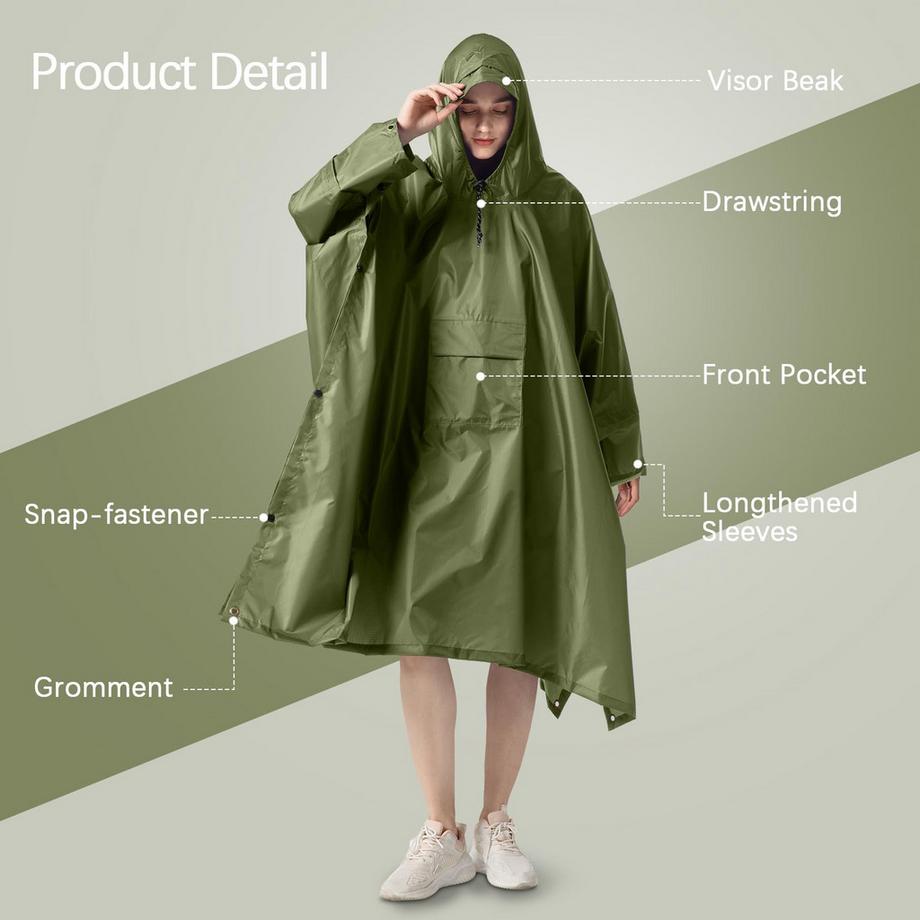 Alopini  Regencape Regenmantel Regenjacke Wasserdicht Wandern Radfahren Outdoor 3in1 Mehrzweck 