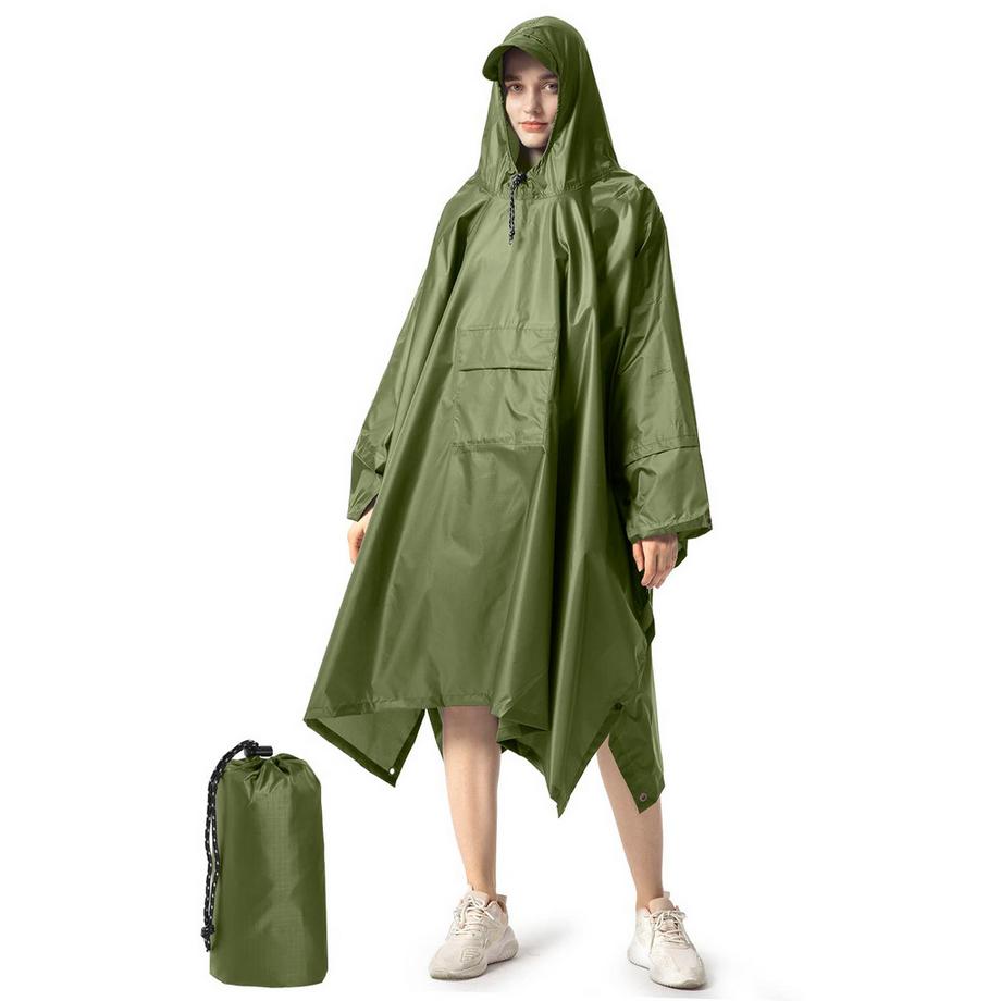 Regencape Regenmantel Regenjacke Wasserdicht Wandern Radfahren Outdoor 3in1 Mehrzweck