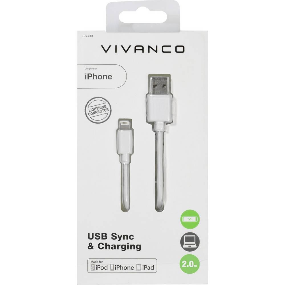 VIVANCO  Câble de données USB Lightning pour appareils Apple, 2 m 