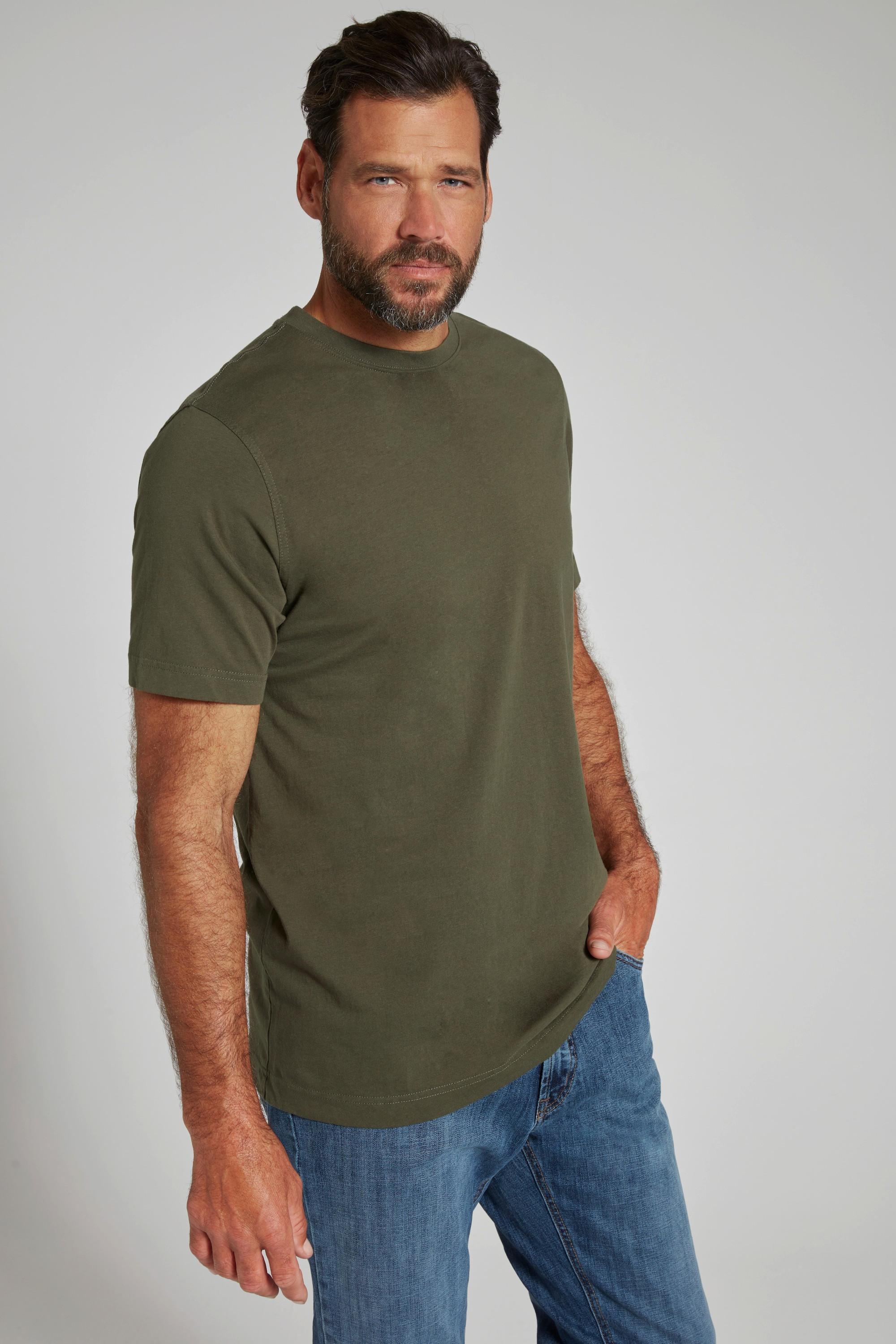 JP1880  T-shirt Basic en coton peigné, col rond olive foncé 