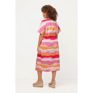 Ulla Popken  Midikleid, Ringel, Oversized, Tunika-Ausschnitt, Halbarm 