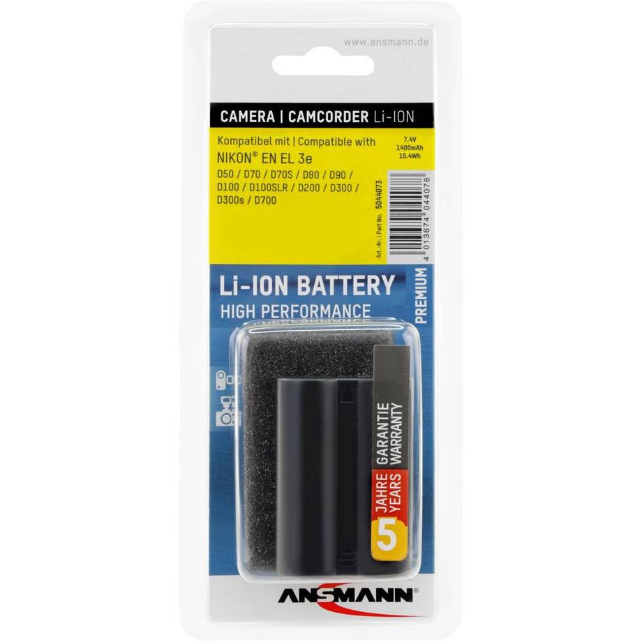 ANSMANN  A-Nik EN EL 3e Batteria ricaricabile fotocamera sostituisce la batteria originale (camera) EN-EL3e 7.4 V 1400 mA 