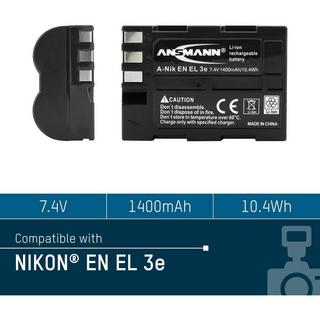 ANSMANN  A-Nik EN EL 3e Batteria ricaricabile fotocamera sostituisce la batteria originale (camera) EN-EL3e 7.4 V 1400 mA 