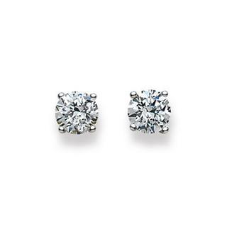 MUAU Schmuck  Clous d'oreilles or blanc 750 Zircone 6mm 