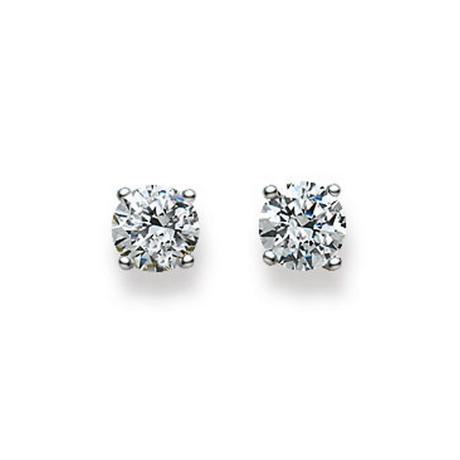 MUAU Schmuck  Clous d'oreilles or blanc 750 Zircone 6mm 