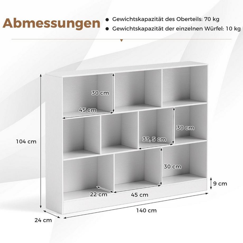 Northix Bücherregal mit 10 offenen Fächern  