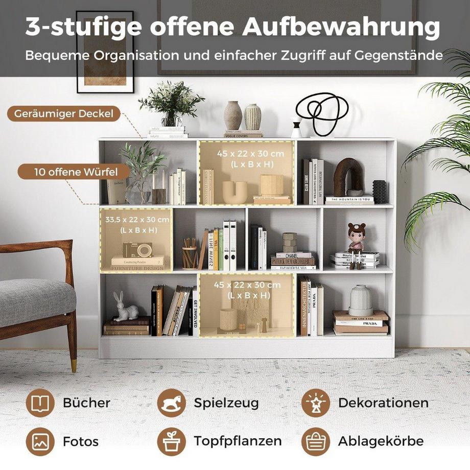 Northix Bücherregal mit 10 offenen Fächern  