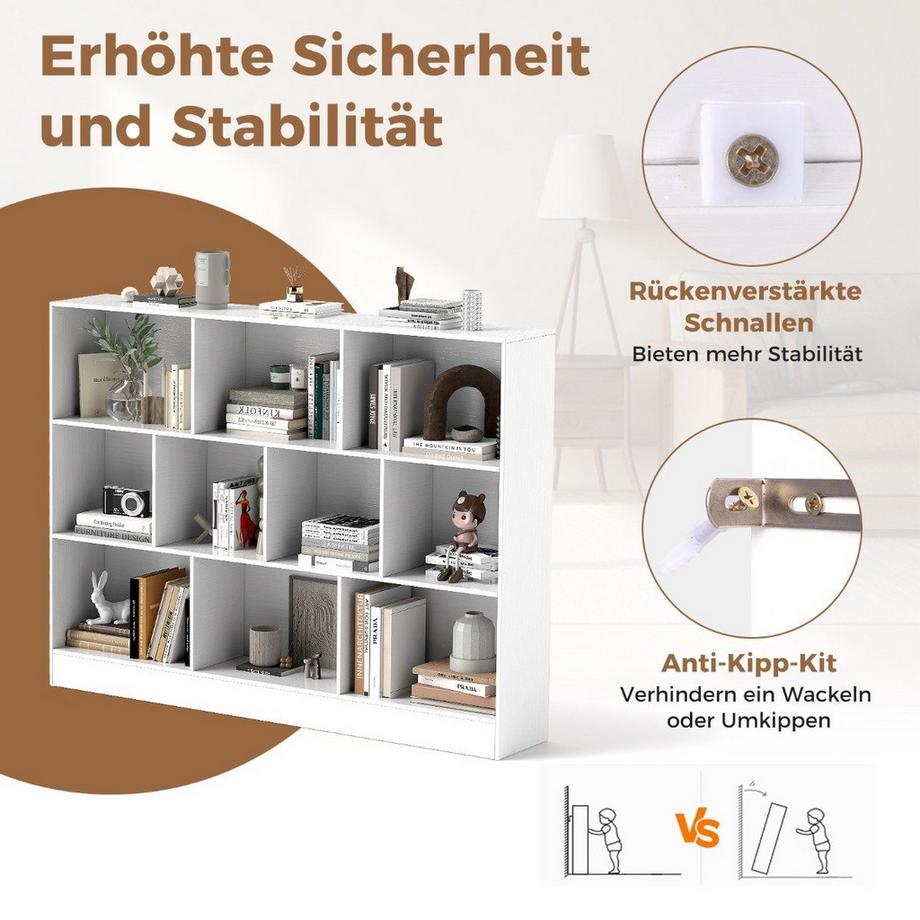 Northix Bücherregal mit 10 offenen Fächern  