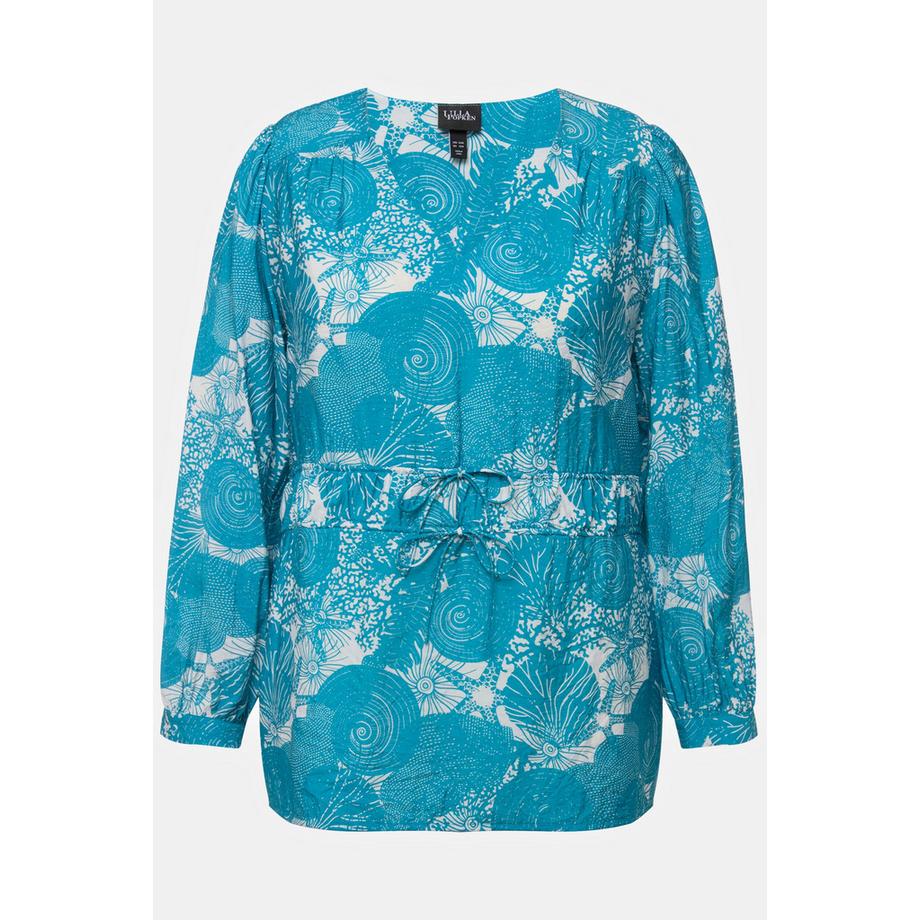 Ulla Popken Chemisier Imprimé Maritime Col V Manches Longues  