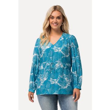 Blusa con stampa marittima, scollo a V e mezze maniche