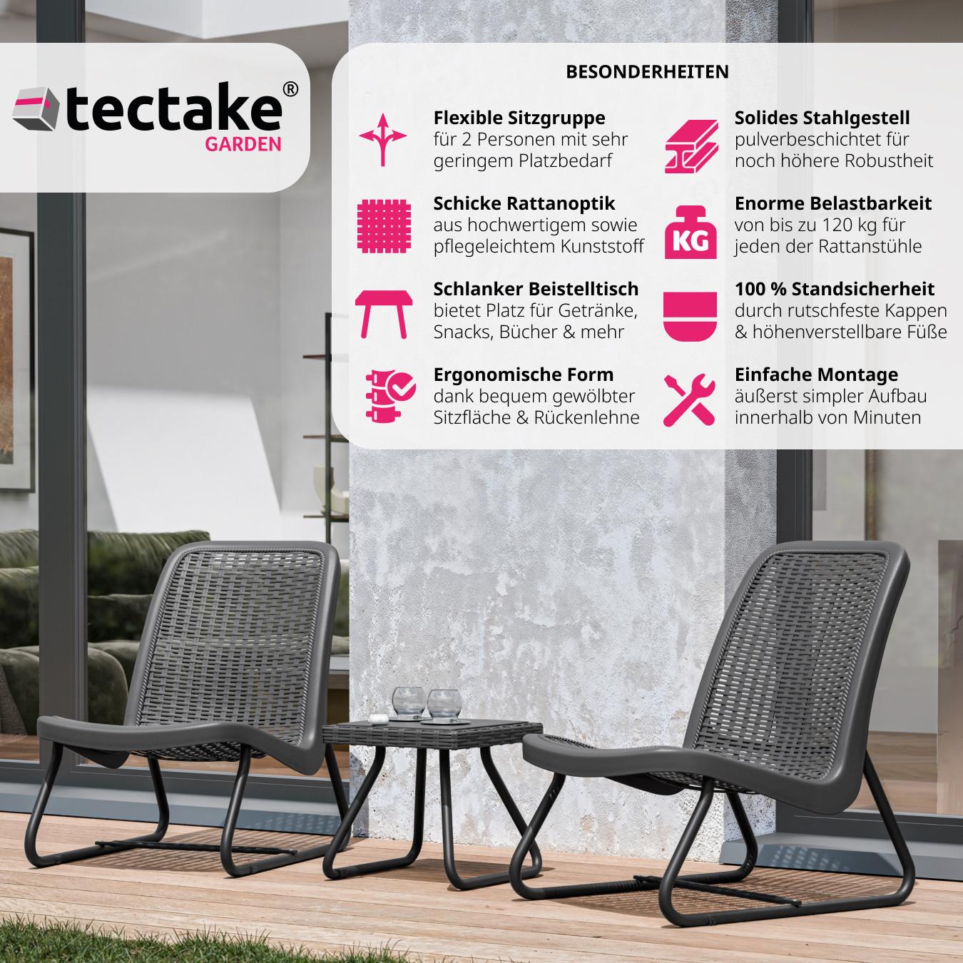 Tectake Salon Modica façon rotin pour 2 personnes, ergonomique  