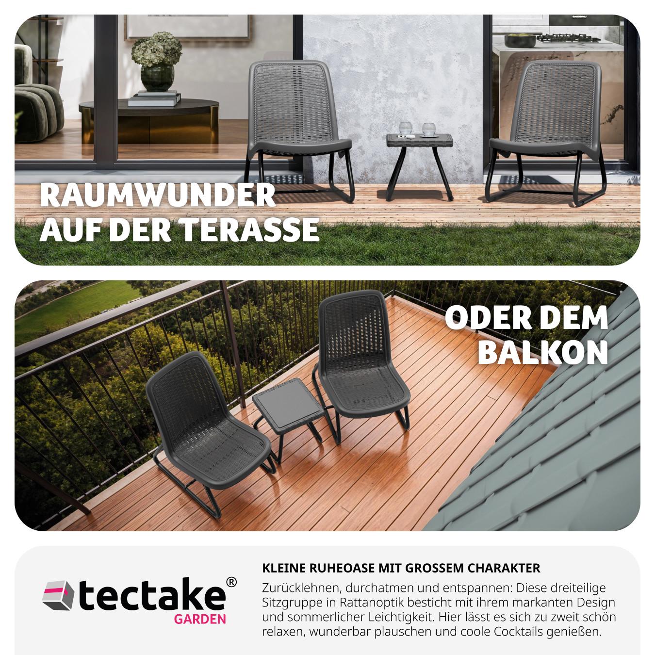 Tectake Sitzgruppe Modica in Rattanoptik für 2 Personen, ergonomisch  