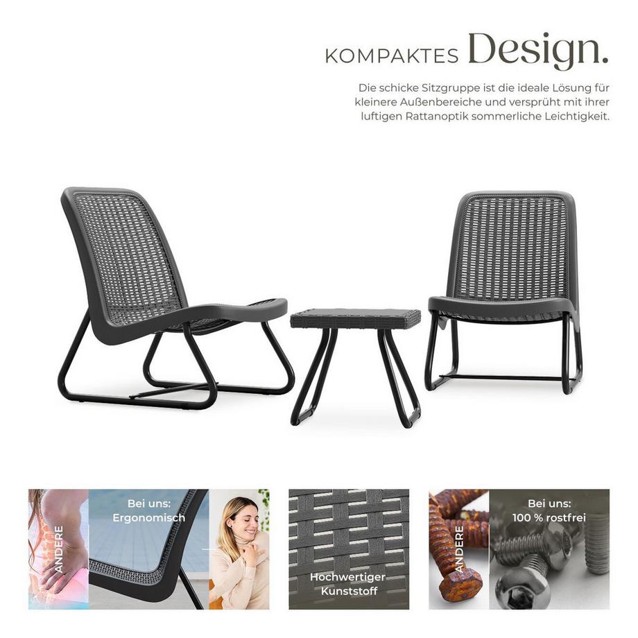 Tectake Salon MODICA pour 2 personnes en imitation rotin  