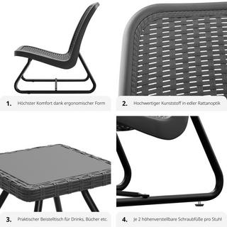 Tectake Sitzgruppe Modica in Rattanoptik für 2 Personen, ergonomisch  