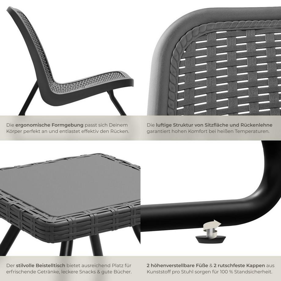 Tectake Salon MODICA pour 2 personnes en imitation rotin  