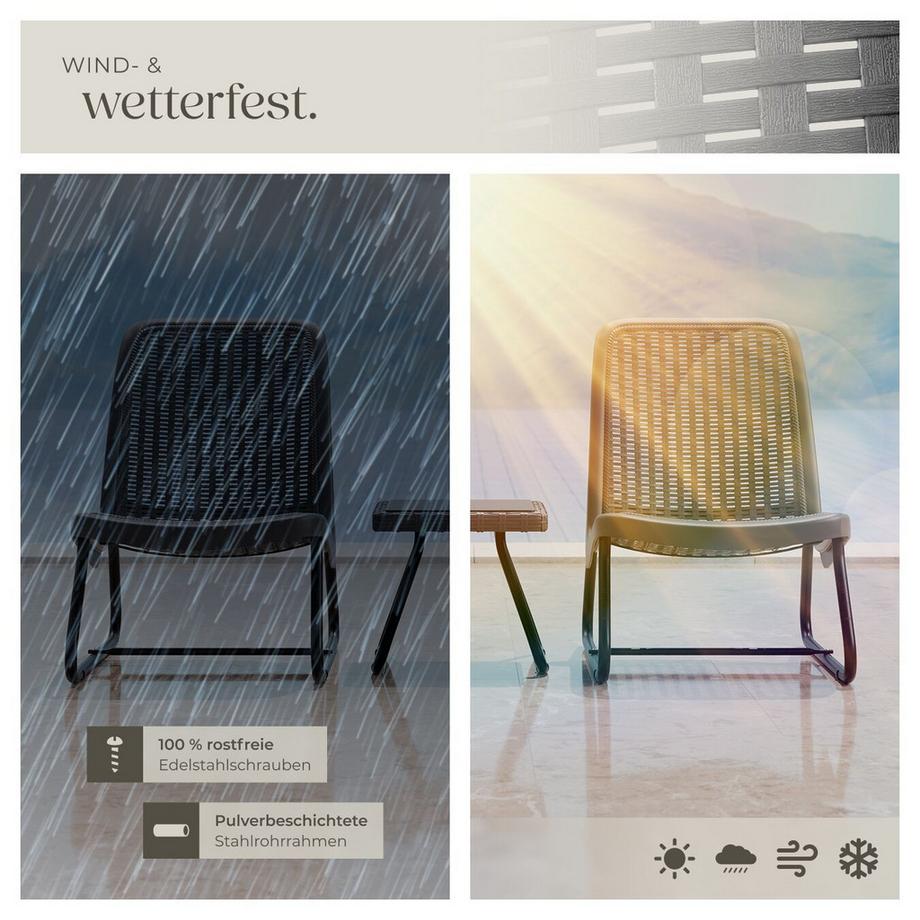 Tectake Sitzgruppe Modica für 2 Personen in Rattanoptik widerstandsfähig  