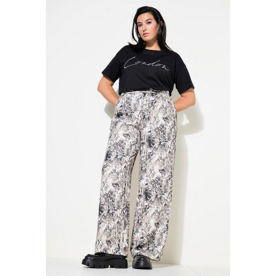 Studio Untold Wide Leg High Waist Snake Print Hose  