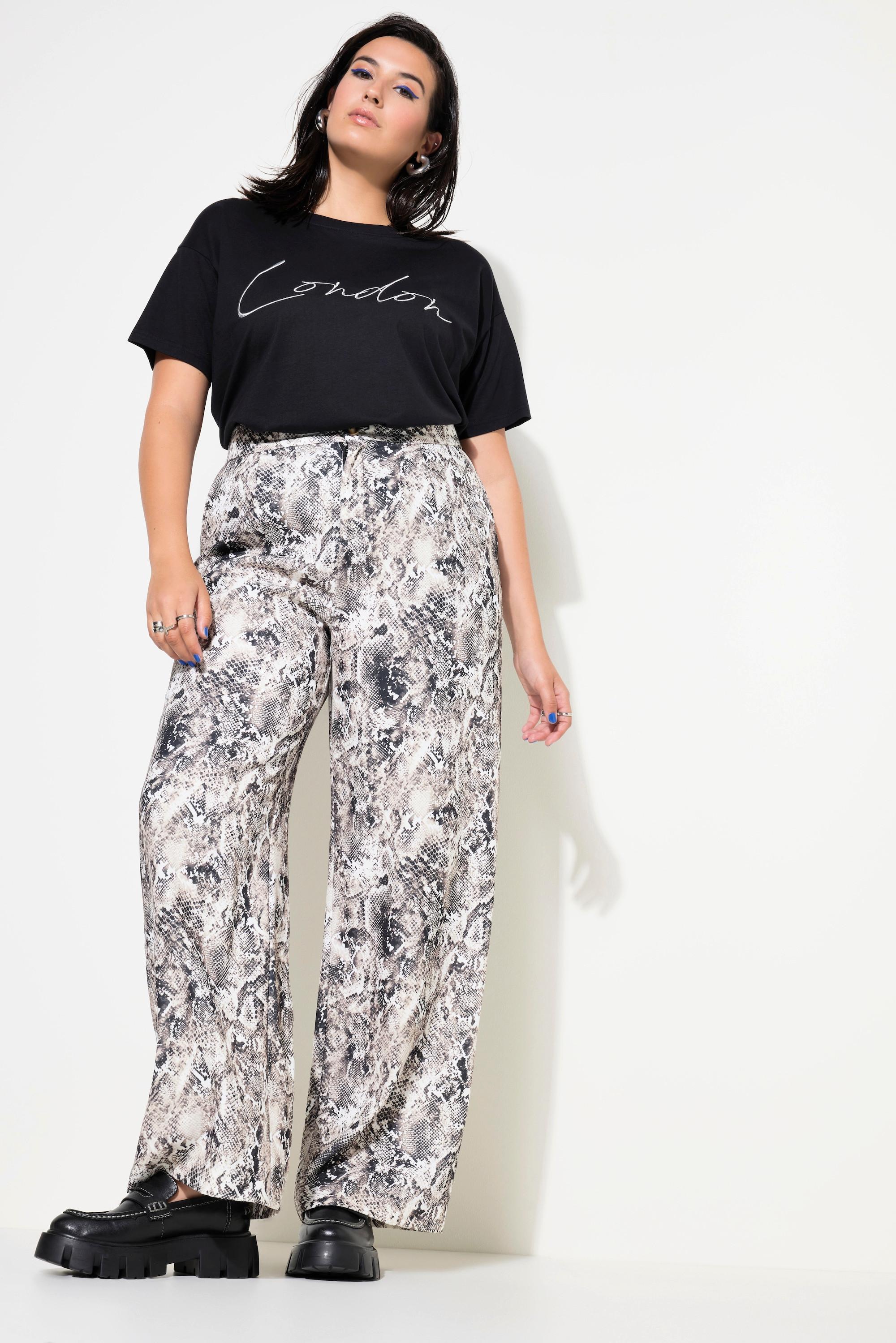 Studio Untold  Pantalon à jambes larges et taille haute. Imprimé python 