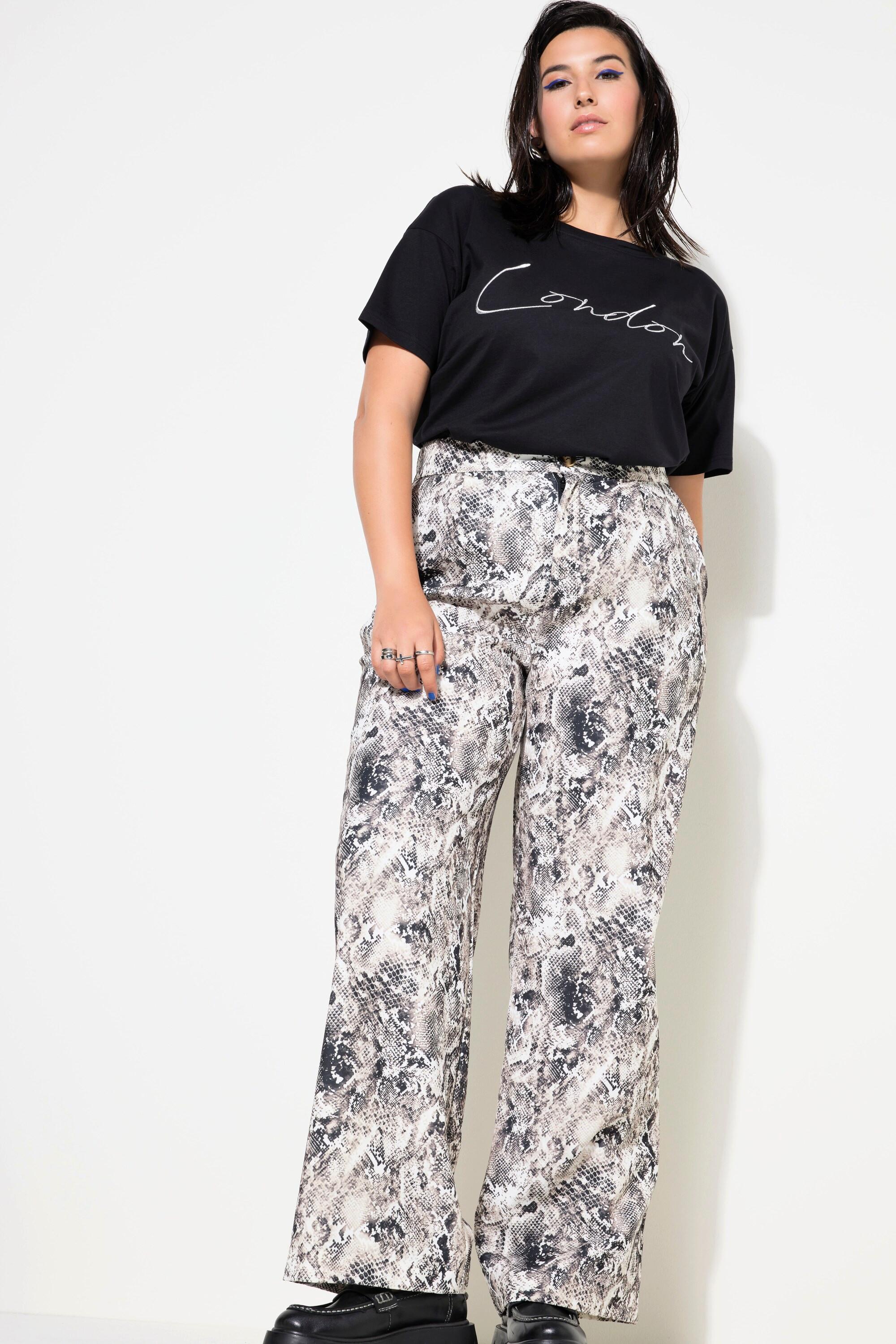 Studio Untold  Pantalon à jambes larges et taille haute. Imprimé python 