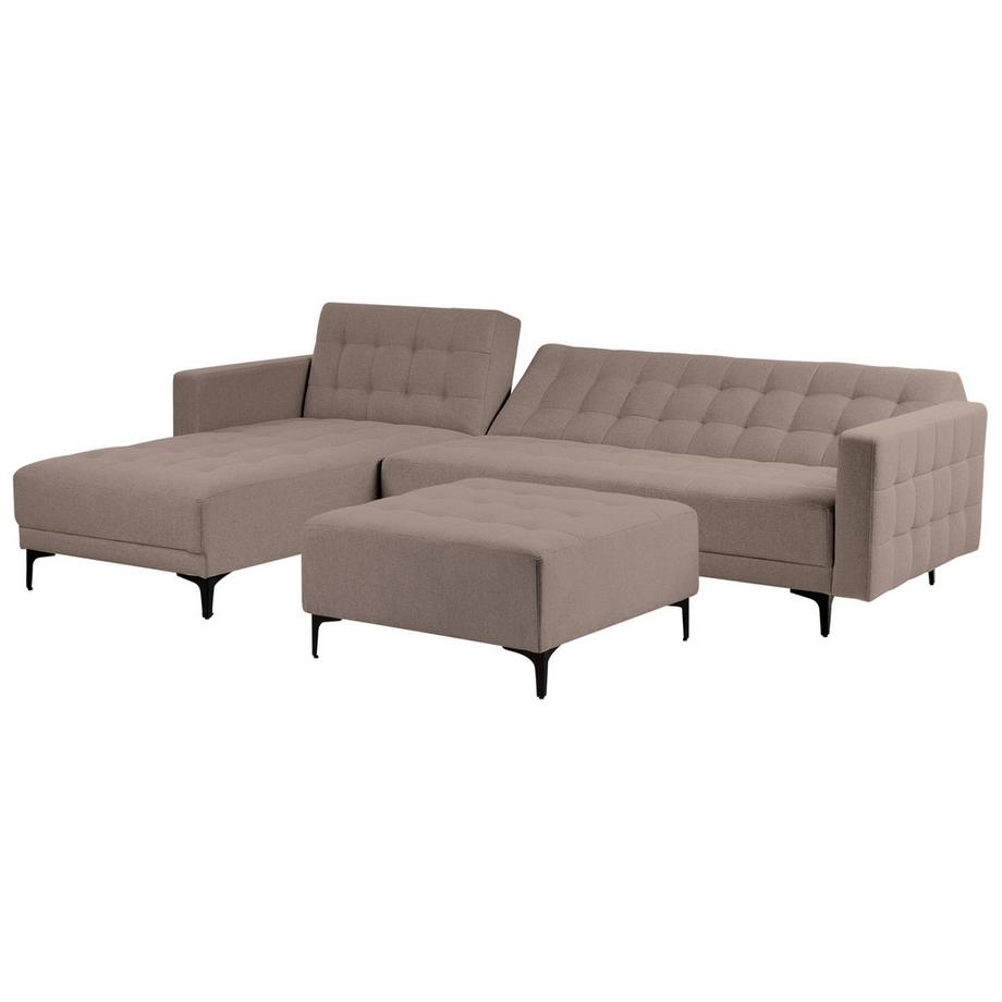 Beliani Rechtsseitiges Ecksofa mit Ottomane aus Stoff  ABERDEEN  