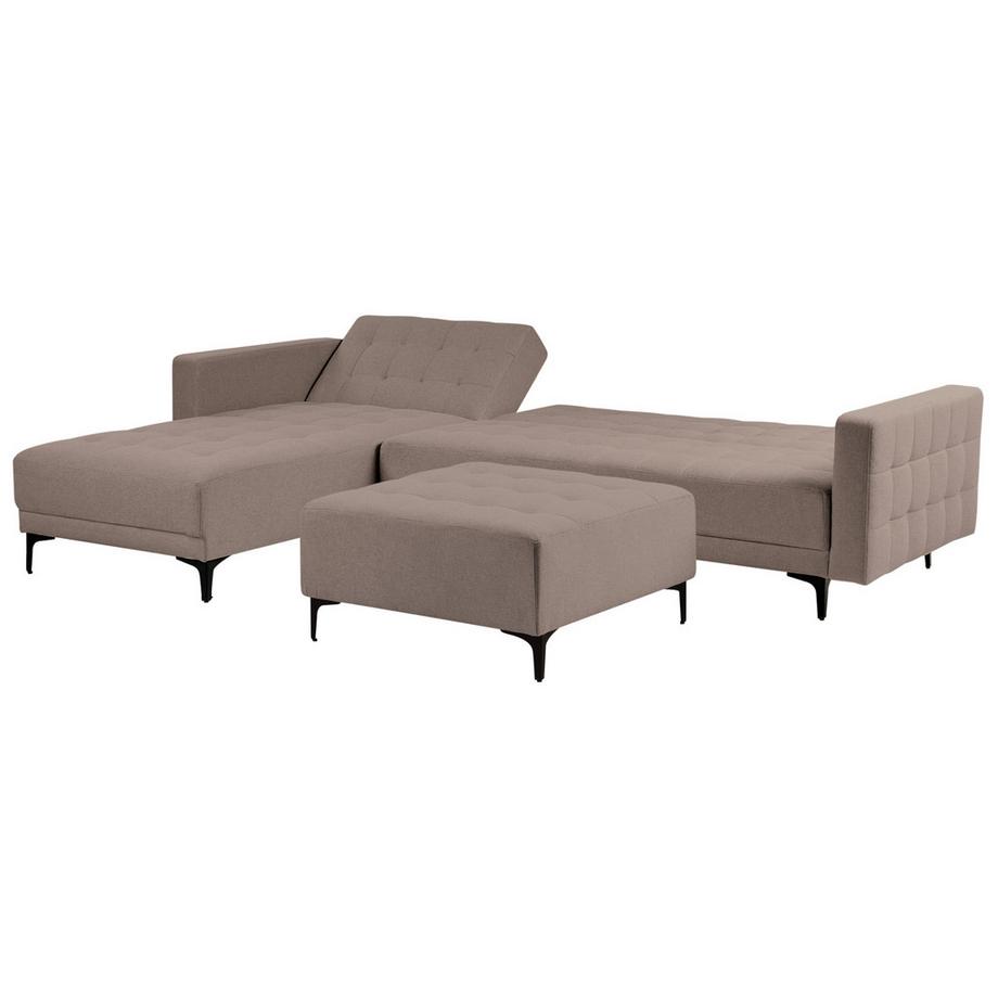 Beliani Rechtsseitiges Ecksofa mit Ottomane aus Stoff  ABERDEEN  