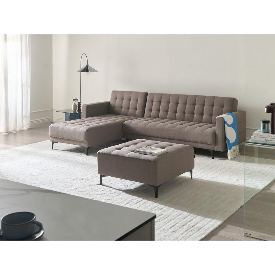 Beliani Rechtsseitiges Ecksofa mit Ottomane aus Stoff  ABERDEEN  