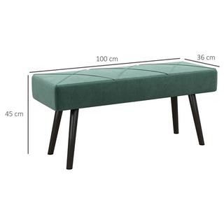 Northio Banquette Rembourrée Aspect Velours, Banquette De Lit, Banc De Couloir Avec Motif X, Jusqu'À 120 Kg, Pour Chambre À Coucher, 100X36X45 Cm, Vert  
