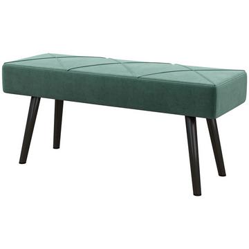 Banquette Rembourrée Aspect Velours, Banquette De Lit, Banc De Couloir Avec Motif X, Jusqu'À 120 Kg, Pour Chambre À Coucher, 100X36X45 Cm, Vert