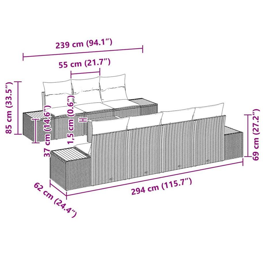 VidaXL Set Divano da Giardino Polyrattan  