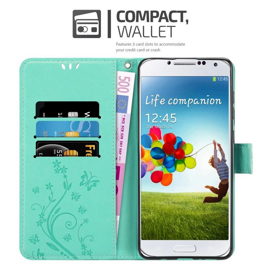 Cadorabo  Housse compatible avec Samsung Galaxy S4 - Coque de protection au design floral avec fermeture magnétique, fonction de support et emplacements pour cartes 