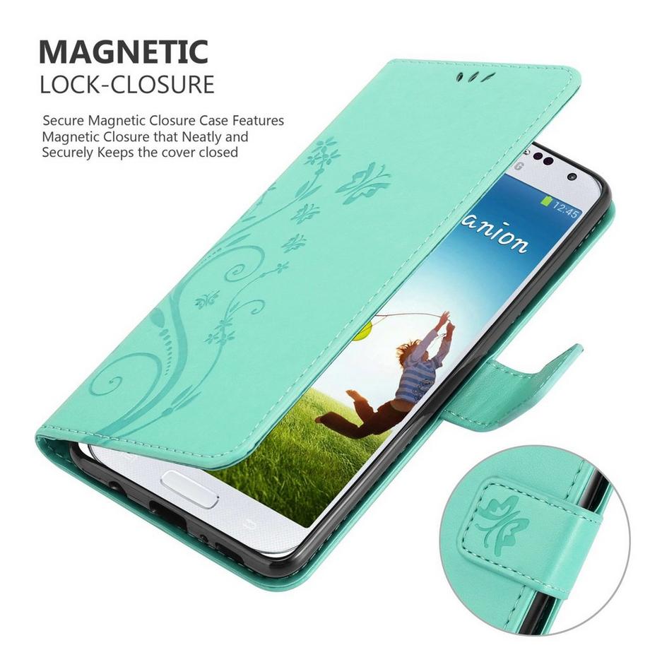 Cadorabo  Housse compatible avec Samsung Galaxy S4 - Coque de protection au design floral avec fermeture magnétique, fonction de support et emplacements pour cartes 