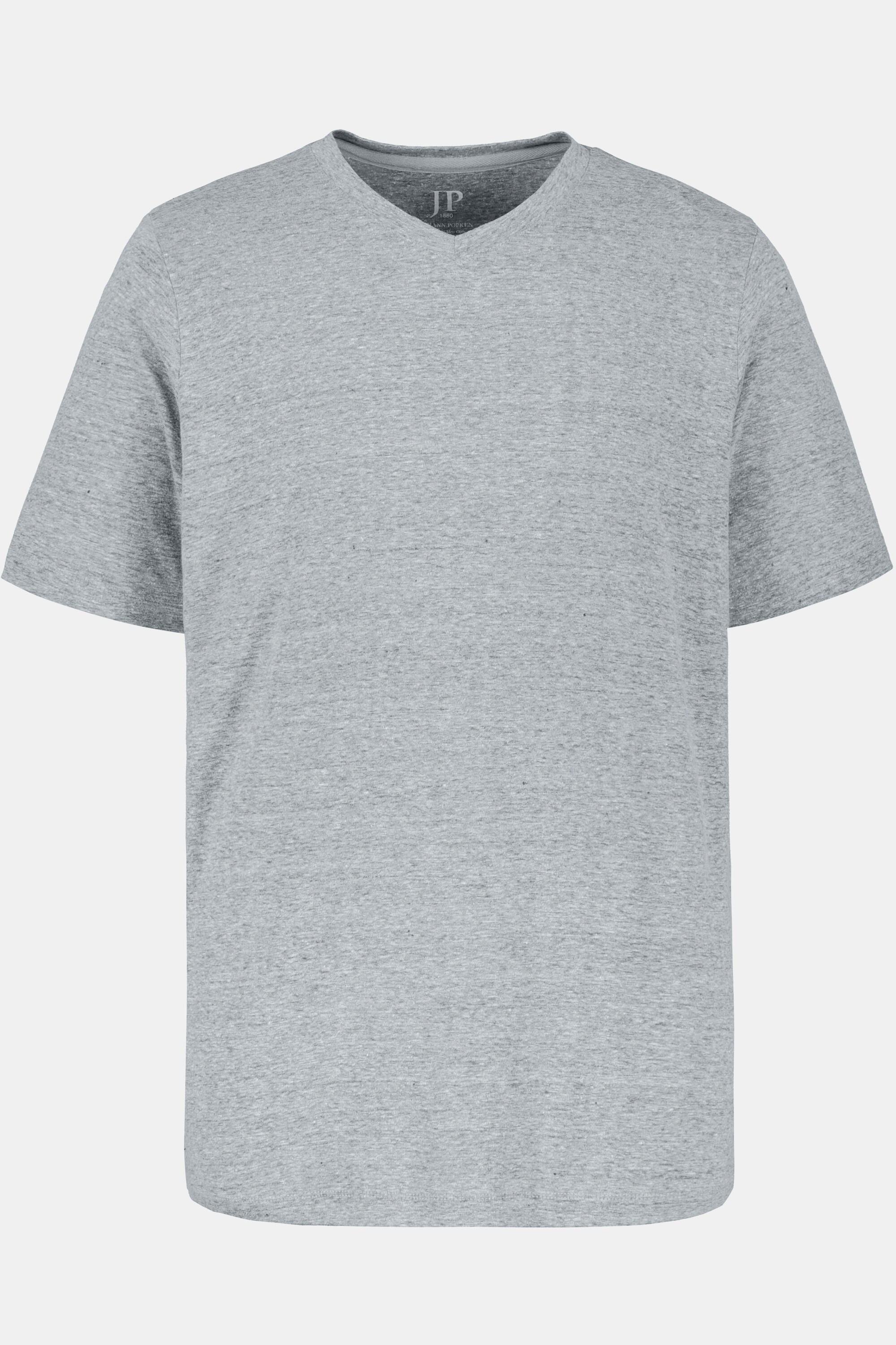 JP1880  T-shirt basic con scollo a V grigio mélange 