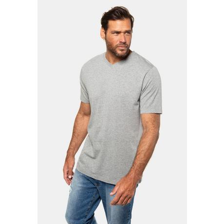 JP1880  T-shirt basic con scollo a V grigio mélange 